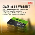 PNY Elite-X 64GB Class 10 U3 V30 microSD Flash Memory Card - Image 2