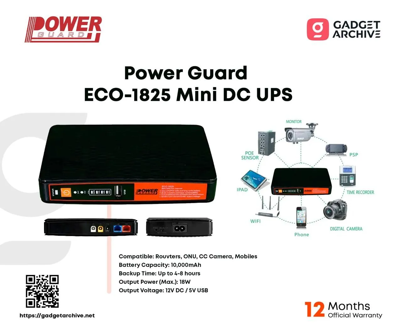 Power Guard ECO-1825 Mini DC UPS