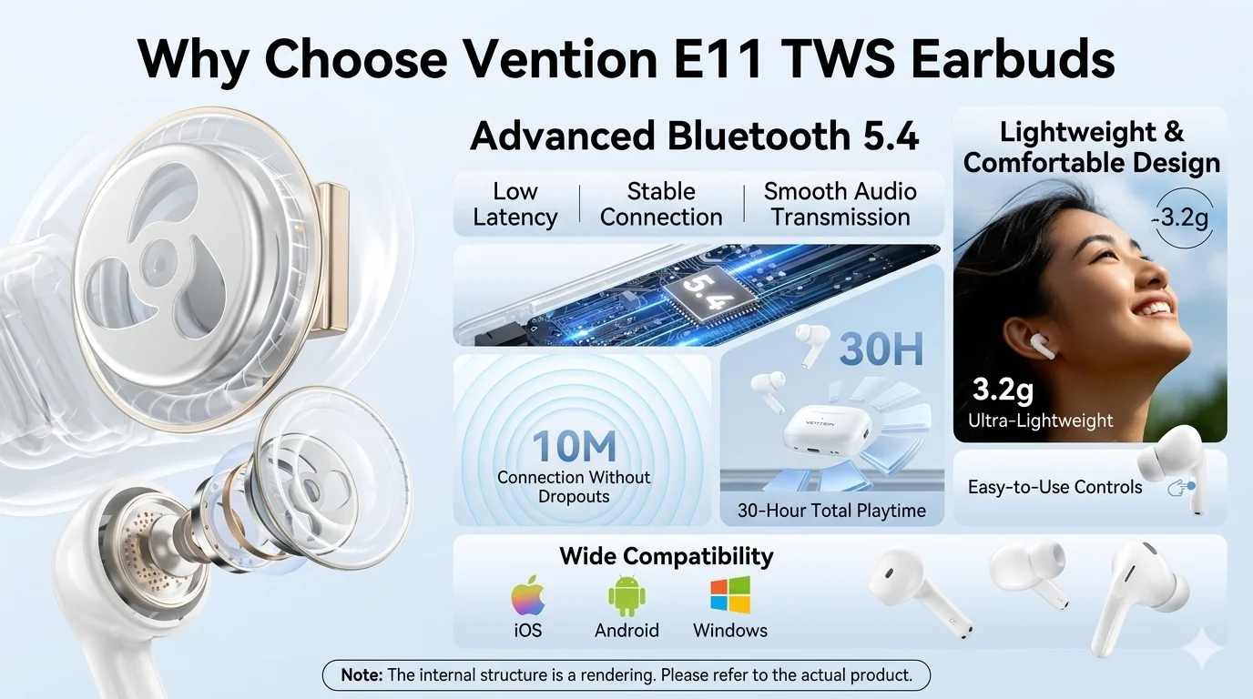 Vention Echo Lite E11 Earbuds - Image 2