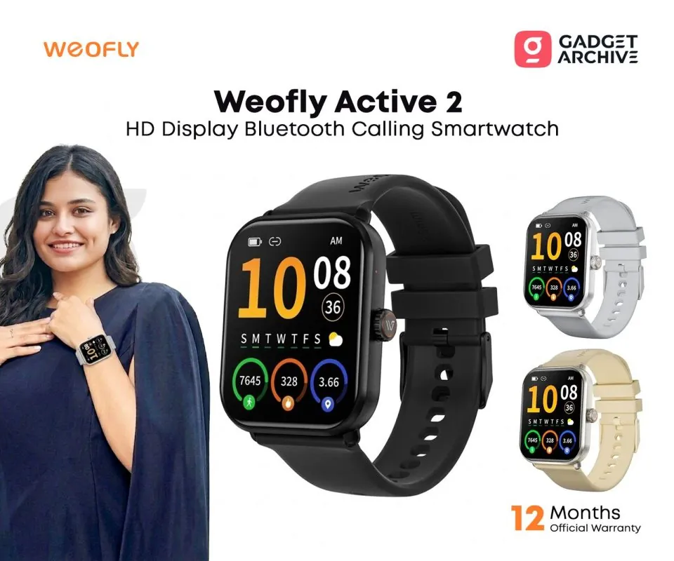 Weofly Active 2 smartwatch with 1.85 inch display Bluetooth calling and fitness tracking Bangladesh