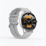Blisbond Senor AMOLED Bluetooth Calling Smart Watch silver with HD round display and silicone strap