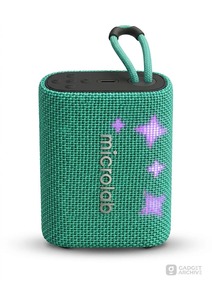 Microlab Twinkle Star 1 Mini Portable Bluetooth Speaker front view with RGB lighting